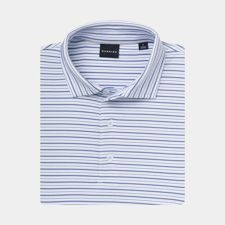 Dunning Mens Hughes Short Sleeve Performance Striped Polo - Monetcarlo Blue
