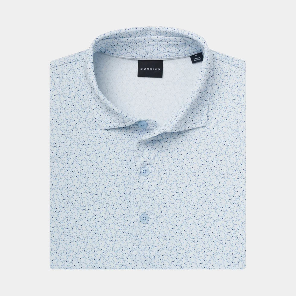 Dunning Mens Boyd Ventilated Performance Short Sleeve Button Polo - Cashmere Blue