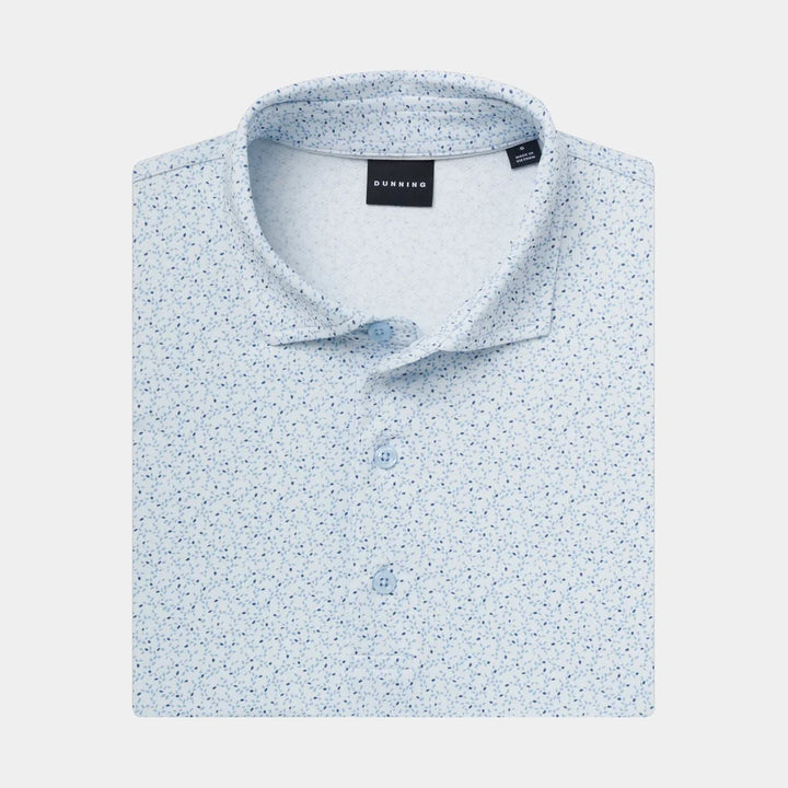 Dunning Mens Boyd Ventilated Performance Short Sleeve Button Polo - Cashmere Blue