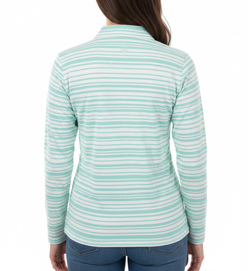 Peter Millar Women's Golf Top Basketweave Print (w/logo) Celeste Size L
