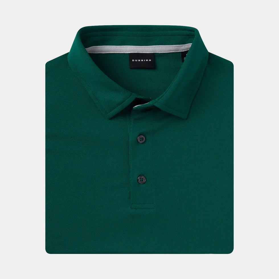 Dunning Mens Short Sleeve Button Polo - Forest Green