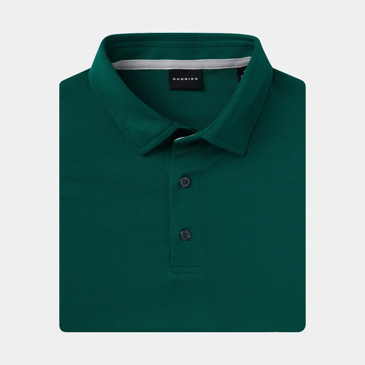 Dunning Mens Short Sleeve Button Polo - Forest Green
