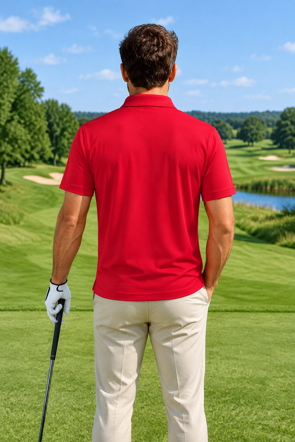 Dunning Mens Short Sleeve Button Polo - Glory Red