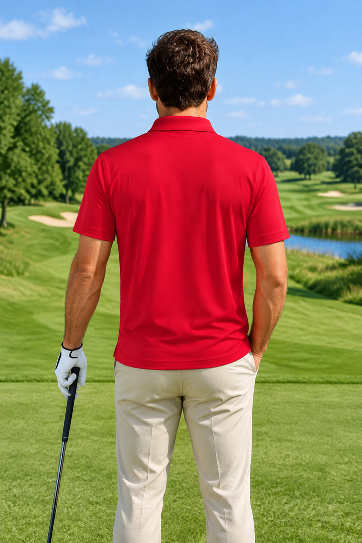 Dunning Mens Short Sleeve Button Polo - Glory Red