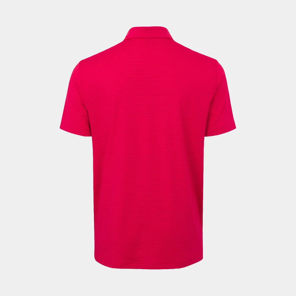 Dunning Mens Short Sleeve Helsby Pinstripe Jersey Performance Button Polo - Glory Red/Night sky