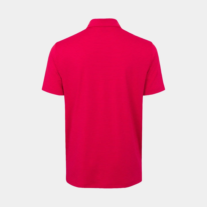 Dunning Mens Short Sleeve Helsby Pinstripe Jersey Performance Button Polo - Glory Red/Night sky