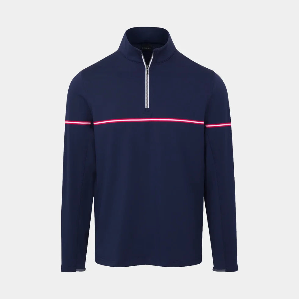 Dunning Mens Long Sleeve Graphene Stripe Zip Mock - Night Sky/Glory