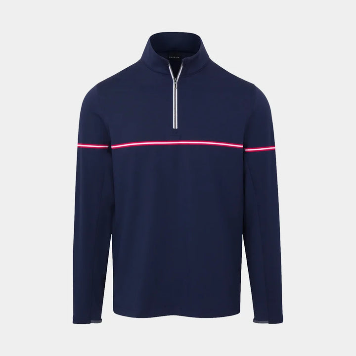 Dunning Mens Long Sleeve Graphene Stripe Zip Mock - Night Sky/Glory