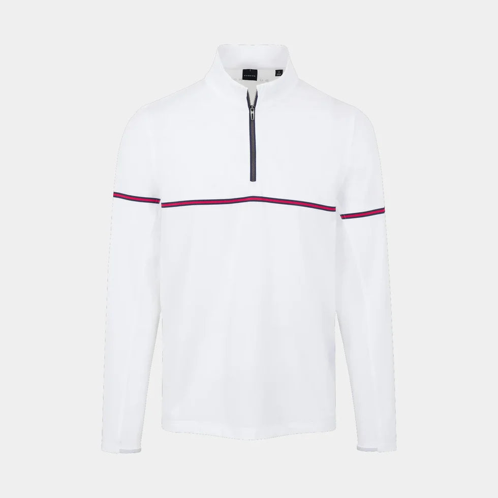 Dunning Mens Long Sleeve Graphene Stripe Zip Mock - White/Glory