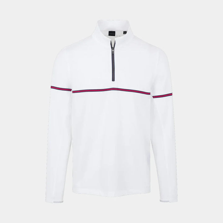 Dunning Mens Long Sleeve Graphene Stripe Zip Mock - White/Glory