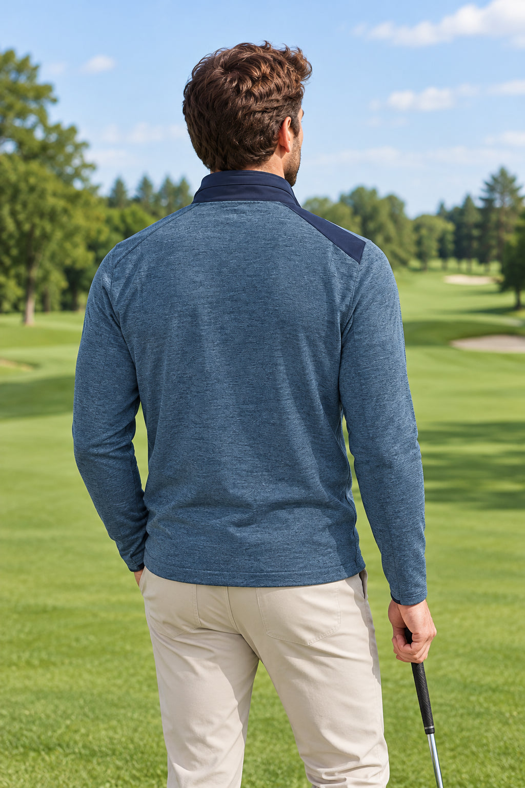 Dunning Mens Long Sleeve Glenberg Heathered Zip Jacket - Navy Halo