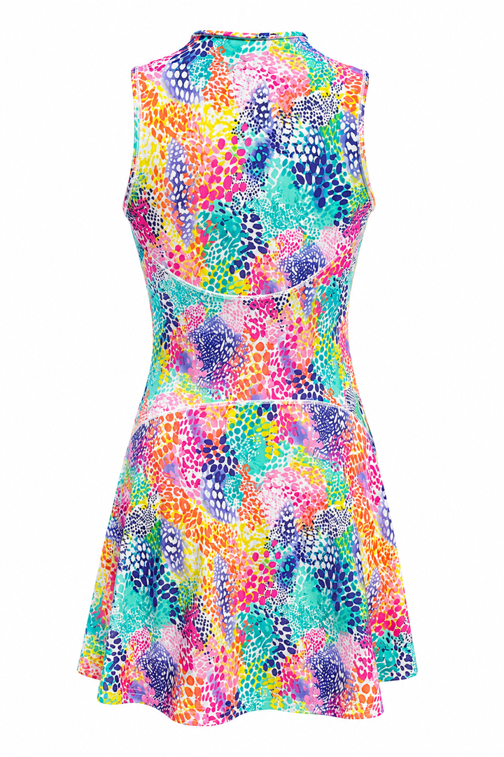 IBKUL Lessie Sleeveless Tennis Dress - White Multi