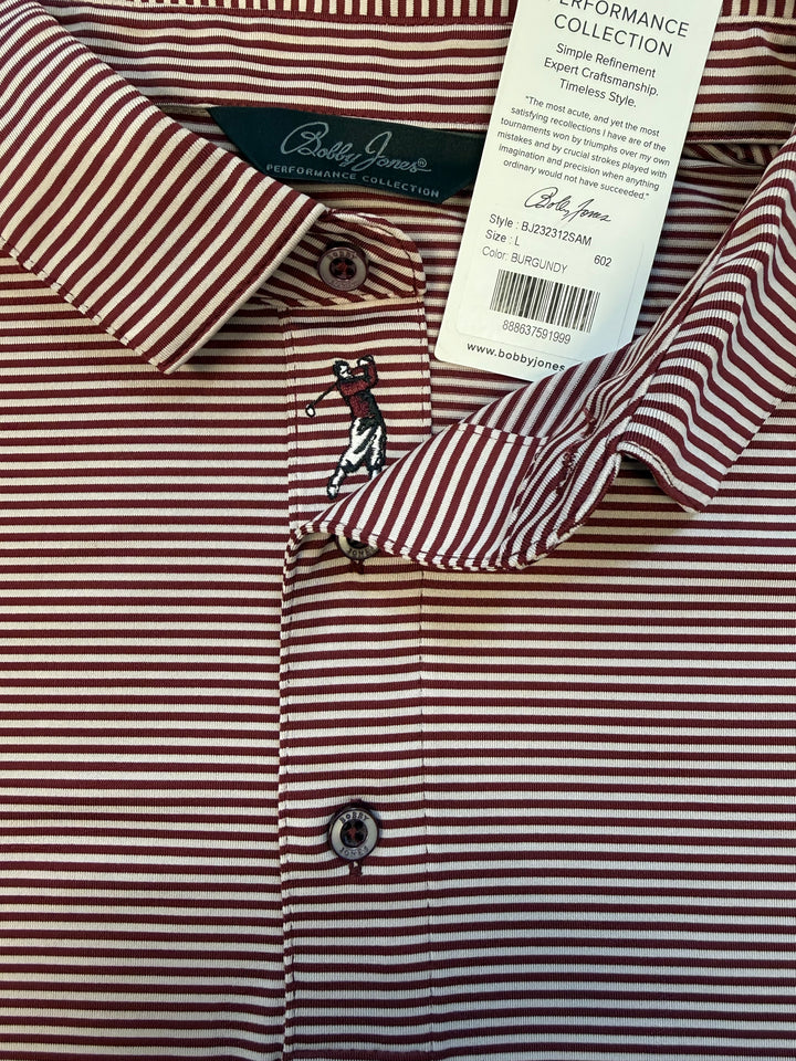 Bobby Jones Performance Tonal Striped Polo - Burgundy - Large