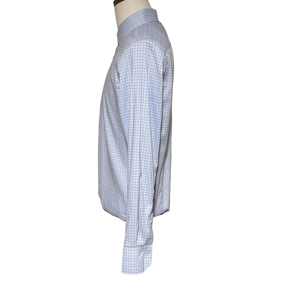 Mizzen + Main Trim Fit Hilton L/S Dress Shirt - Sky Plaid - Medium