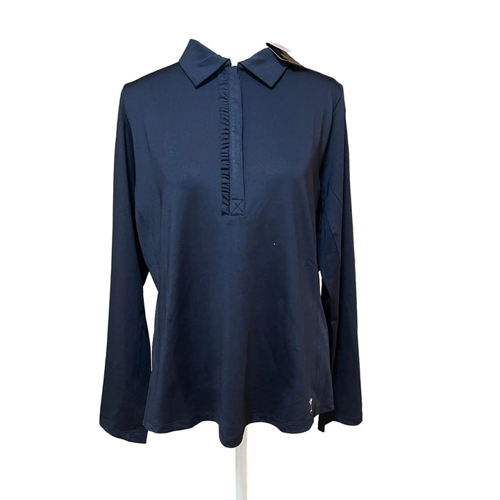 Golftini Long Sleeve Ruffle Polo (w/logo) - Navy - Skorzie