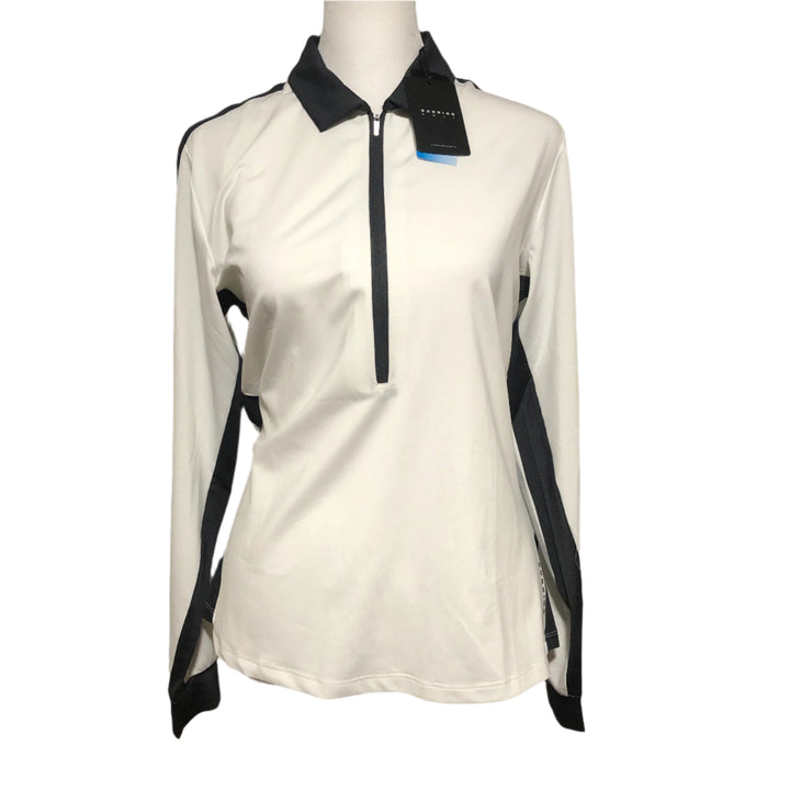 Dunning Moira Long Sleeve Ventilated Polo - White/Ebony - Medium - Skorzie
