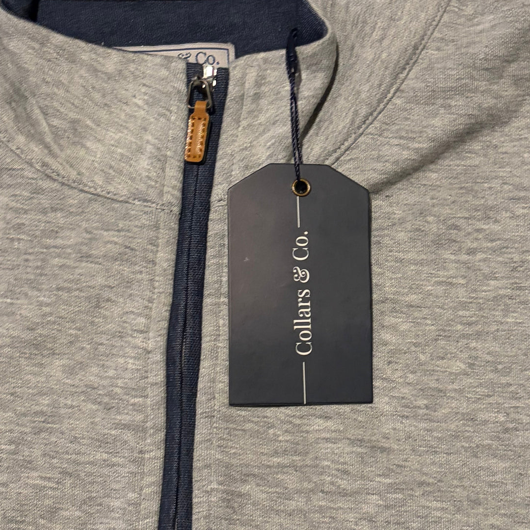 Collars & Co Men's Golf Quarter Zip Heather Cloud Cotton Grey