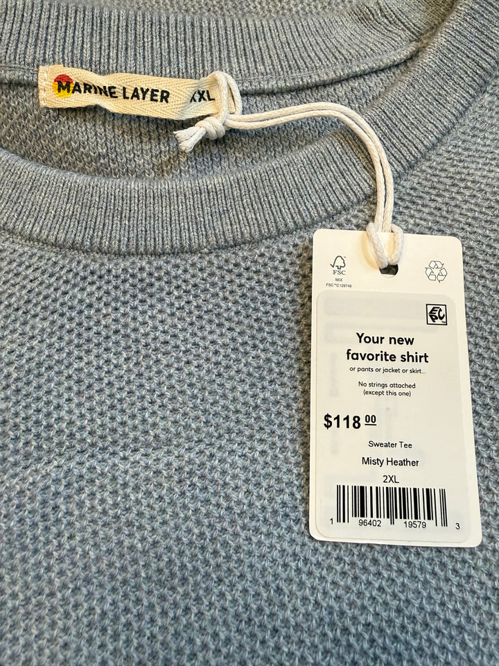 Marine Layer Men's Sweater Tee - Misty Heather - 2XL