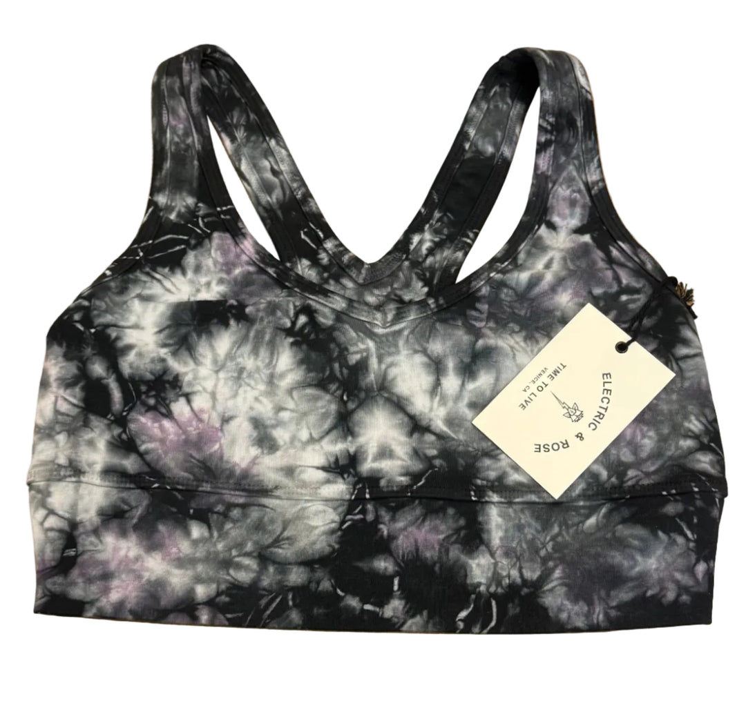 Electric & Rose Tie Dye Bra Top - Black/Purple - Skorzie
