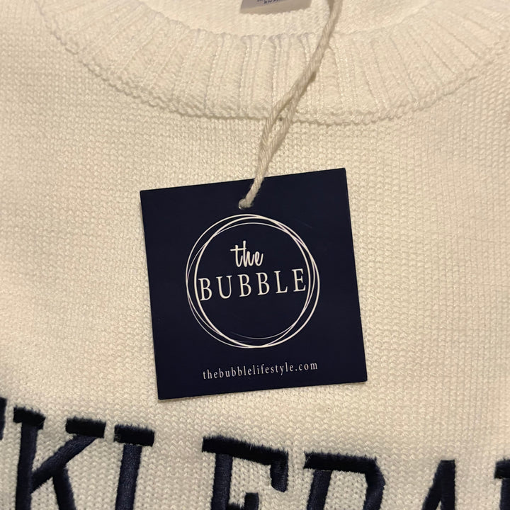 The Bubble Women's Pickleball Sweater White/Navy