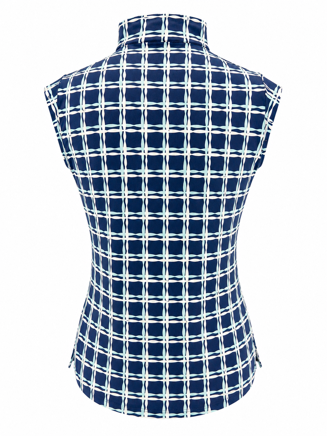 SanSoleil Womens Sleeveless Zip Top - Navy/White