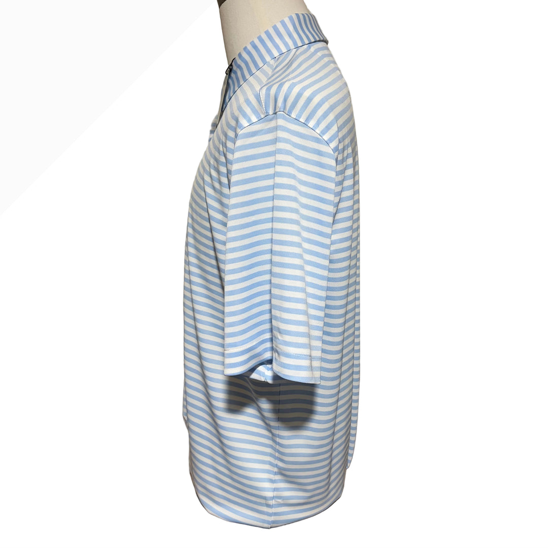 Greg Norman Recycled Microlux Stripe Polo - Blue Haze/White - Large - Skorzie