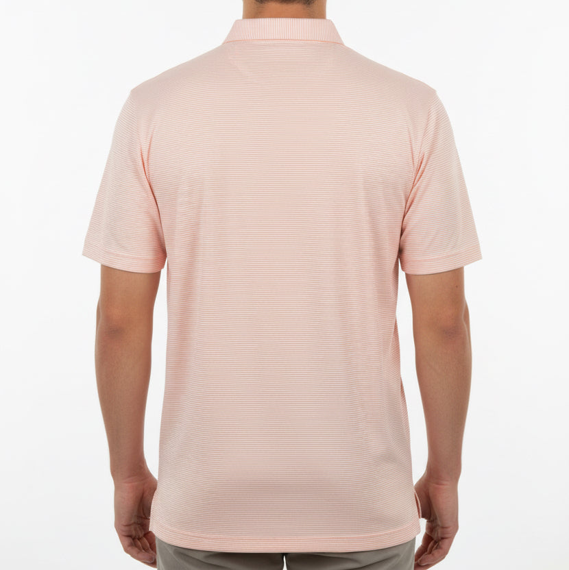 Straight Down Men's Golf Polo Peninsula Stripe Cantaloupe Size L