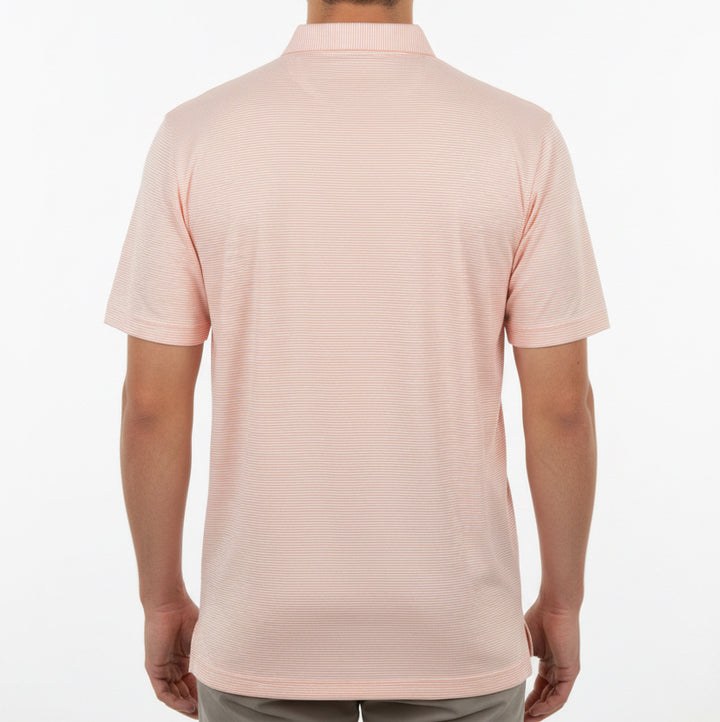 Straight Down Men's Golf Polo Peninsula Stripe Cantaloupe Size L