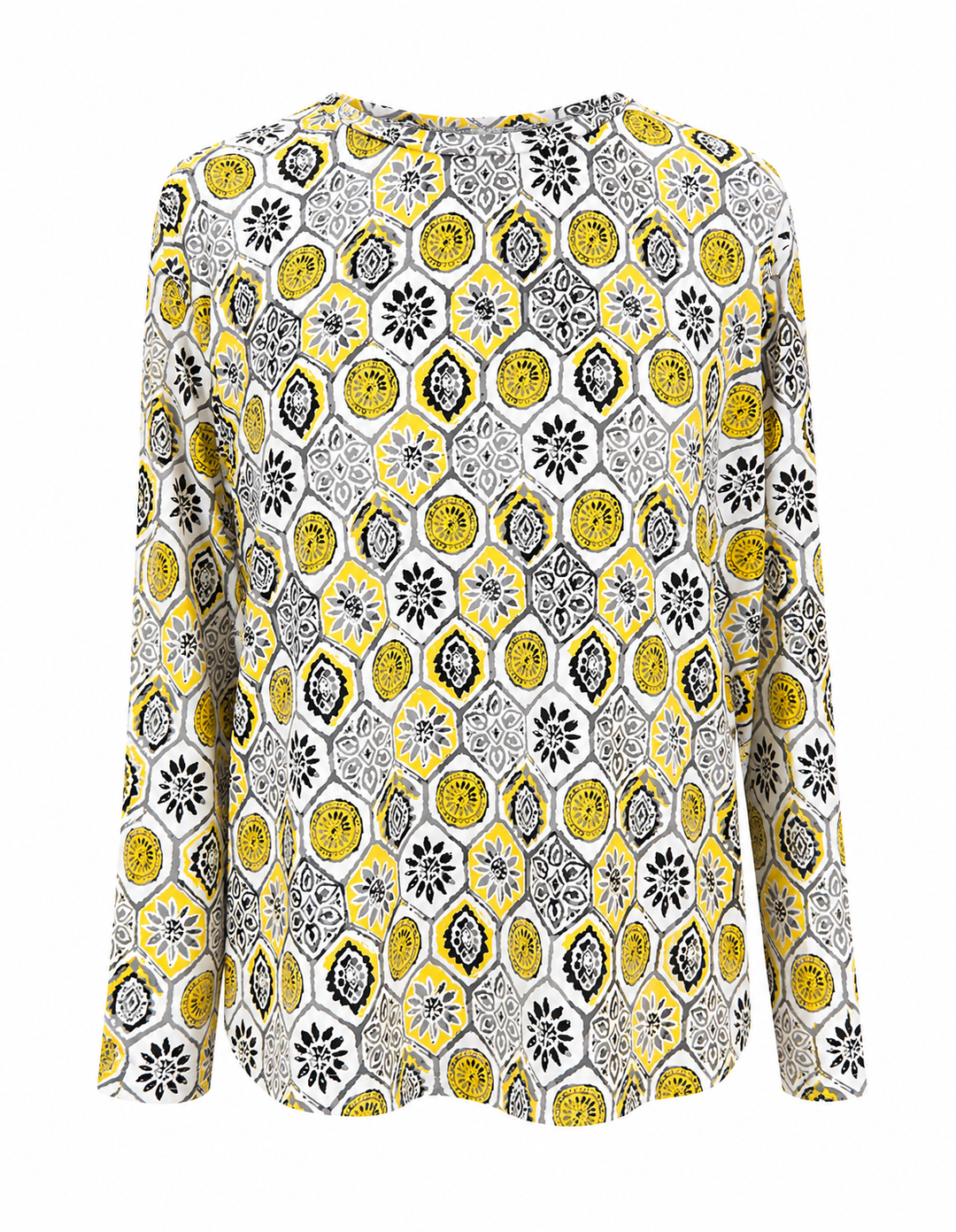 IBKUL Terra Long Sleeve Crew Neck Top - Yellow/Black
