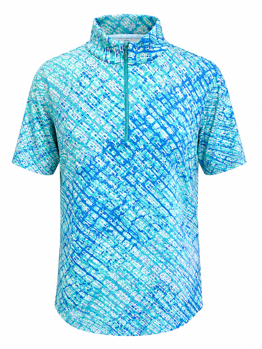 IBKUL Liz Short Sleeve Zip Mock - Jade/Lavender
