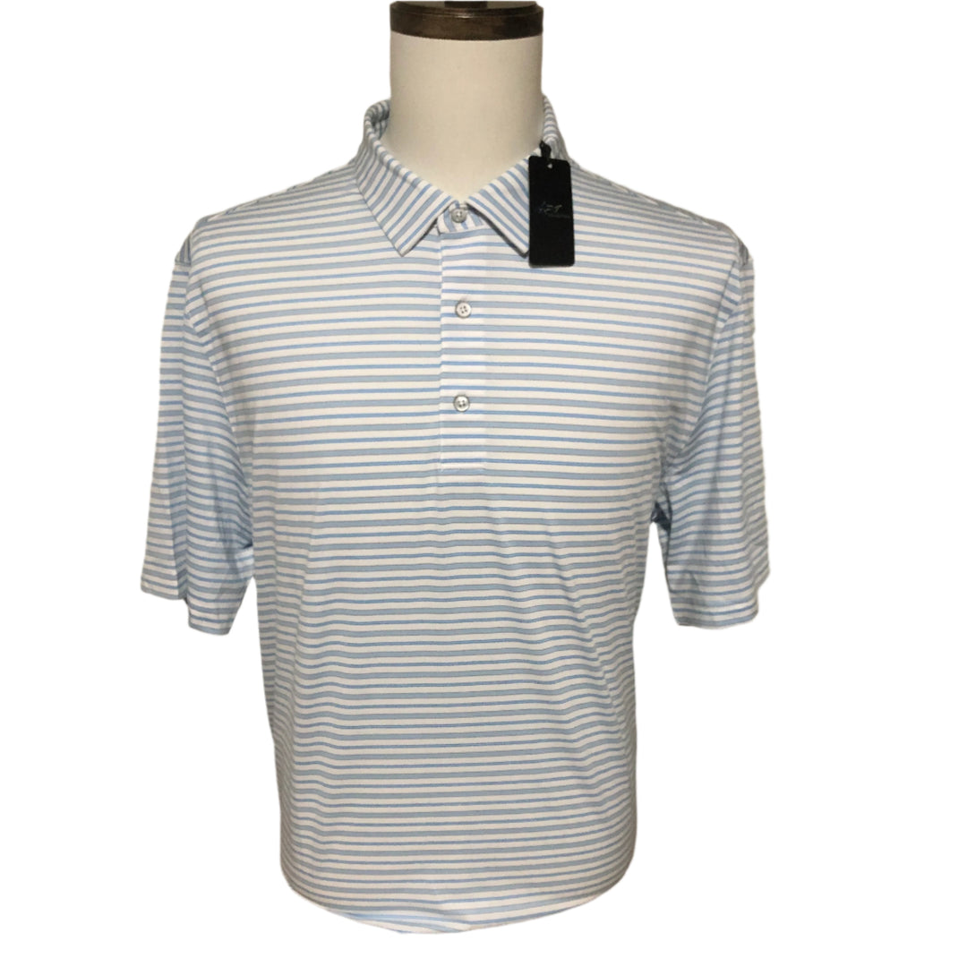 Greg Norman ML75 Stretch Days Off Stripe Polo - White/Cloud - Large - Skorzie
