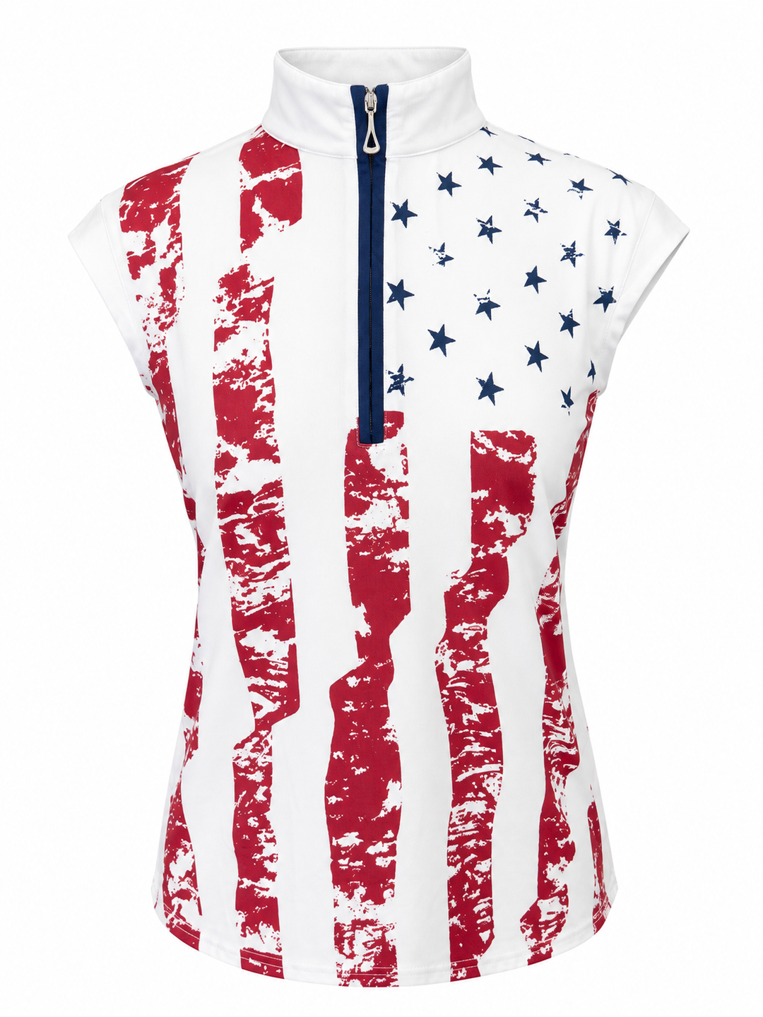 SanSoleil Womens Sleeveless Mock Zip Top - Flag