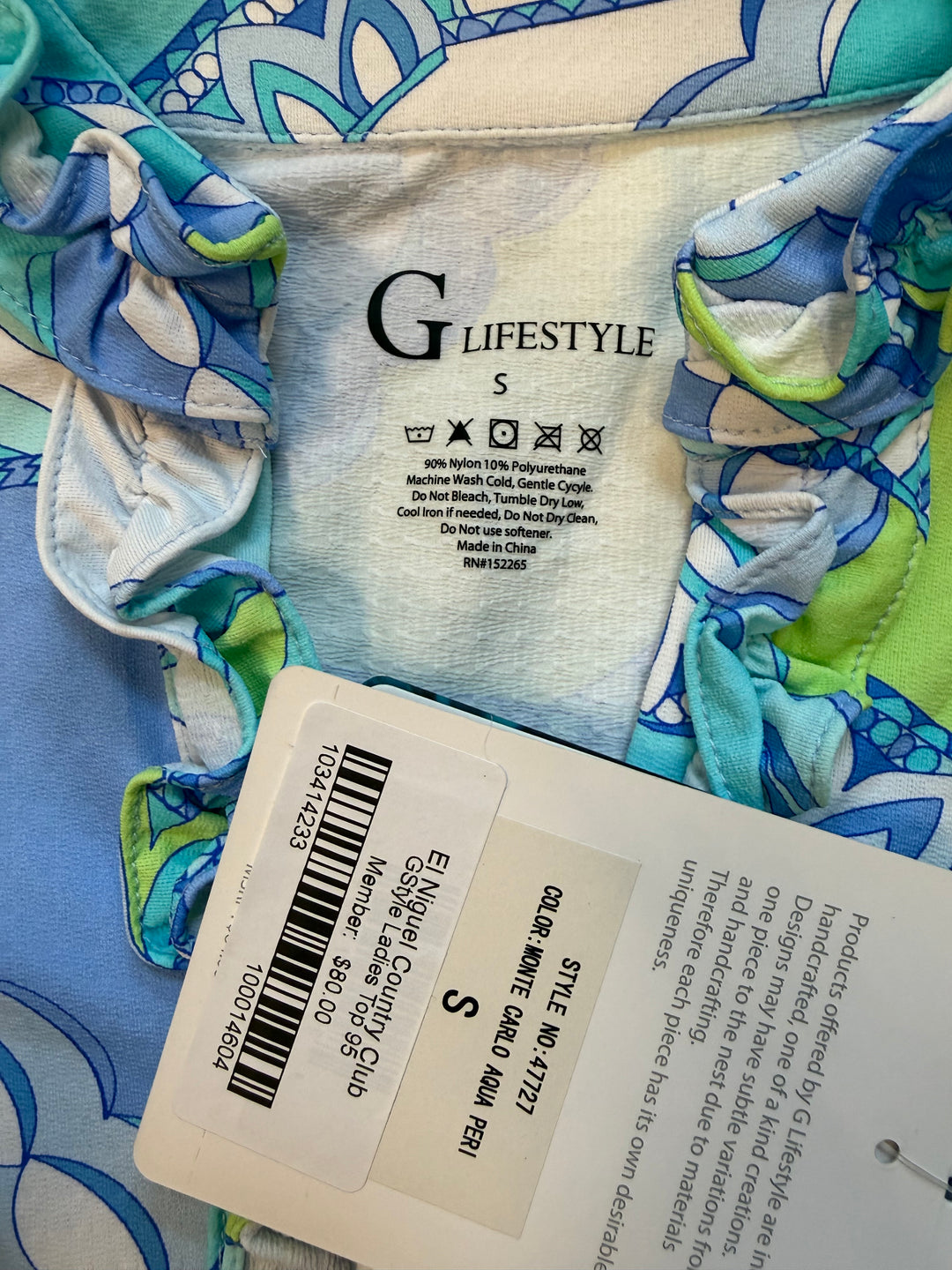G-Lifestyle Monte Carlo Sleeveless Ruffle Top - Aqua Peri