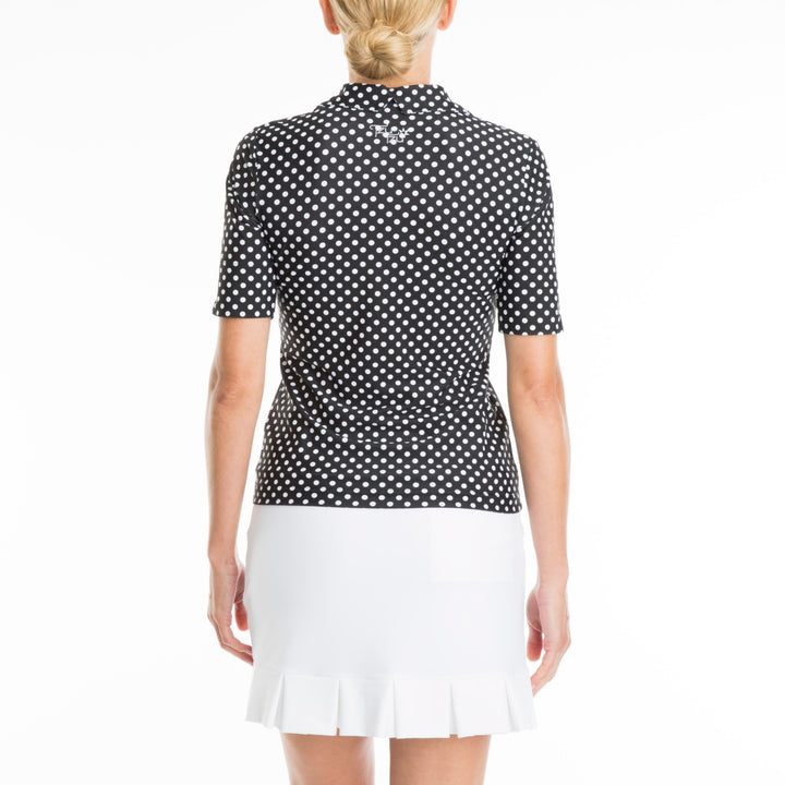 Tzu Tzu Daisy Polo Top - Black Dotty