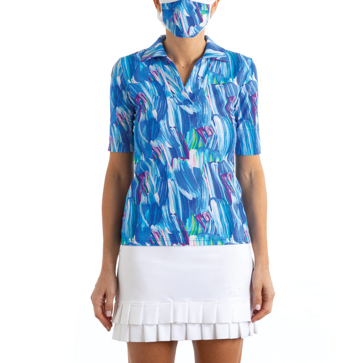 Tzu Tzu Daisy Polo Top - Brushstrokes