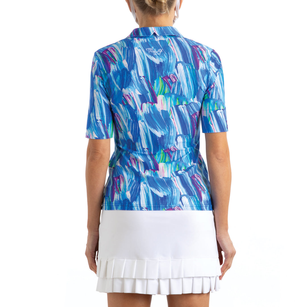 Tzu Tzu Daisy Polo Top - Brushstrokes