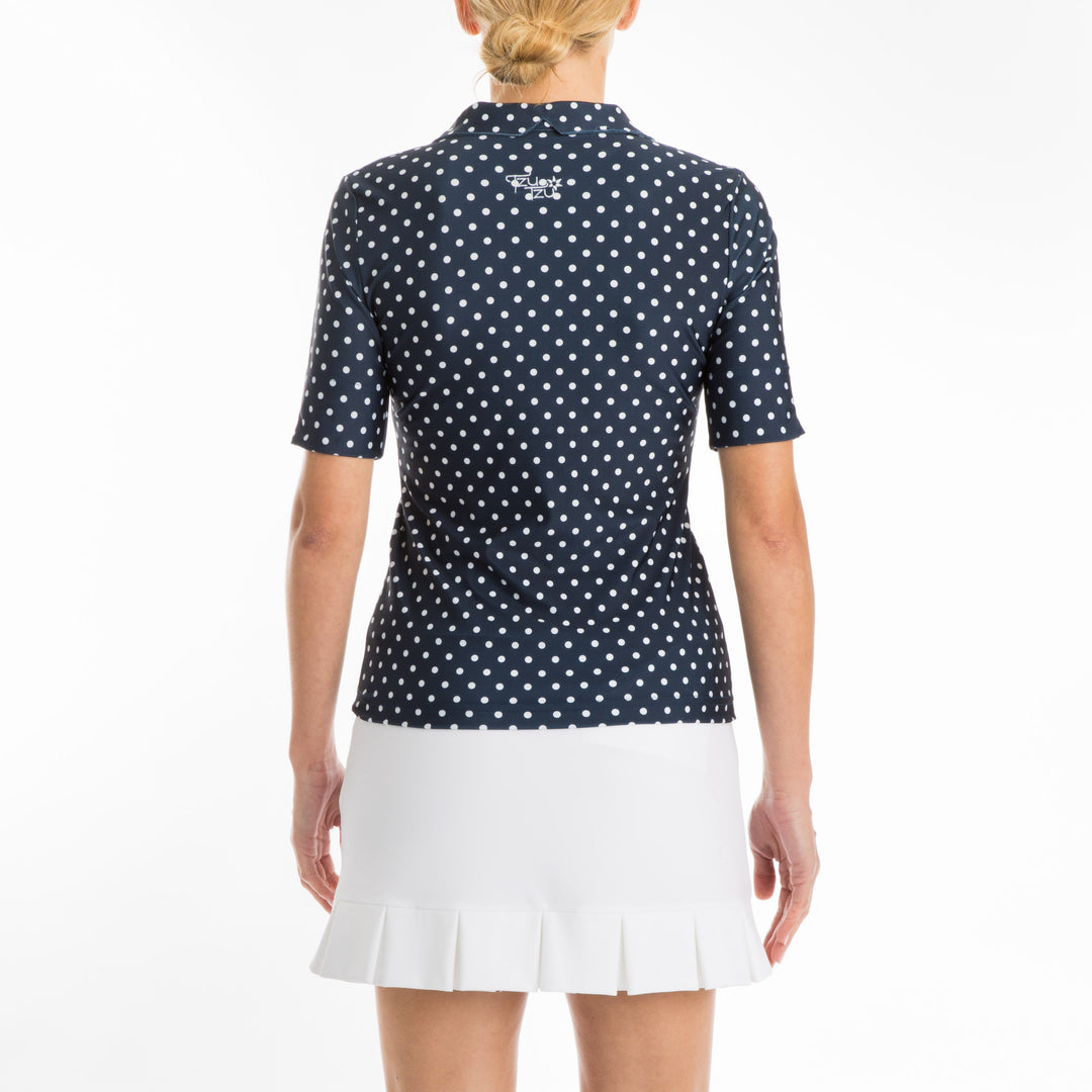 Tzu Tzu Daisy Polo Top - Navy Dotty