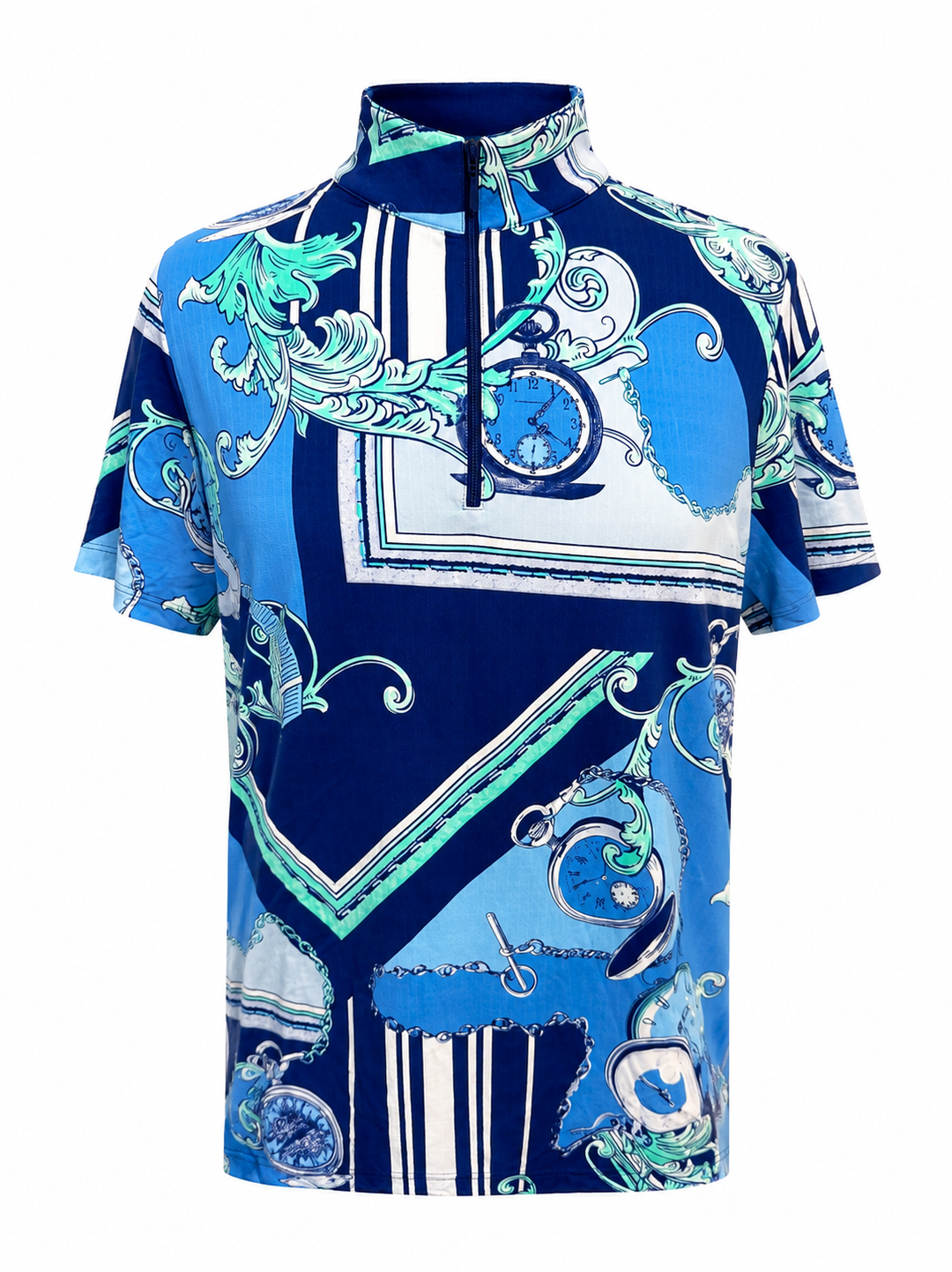 IBKUL Time Short Sleeve Zip Mock - Navy/Blue