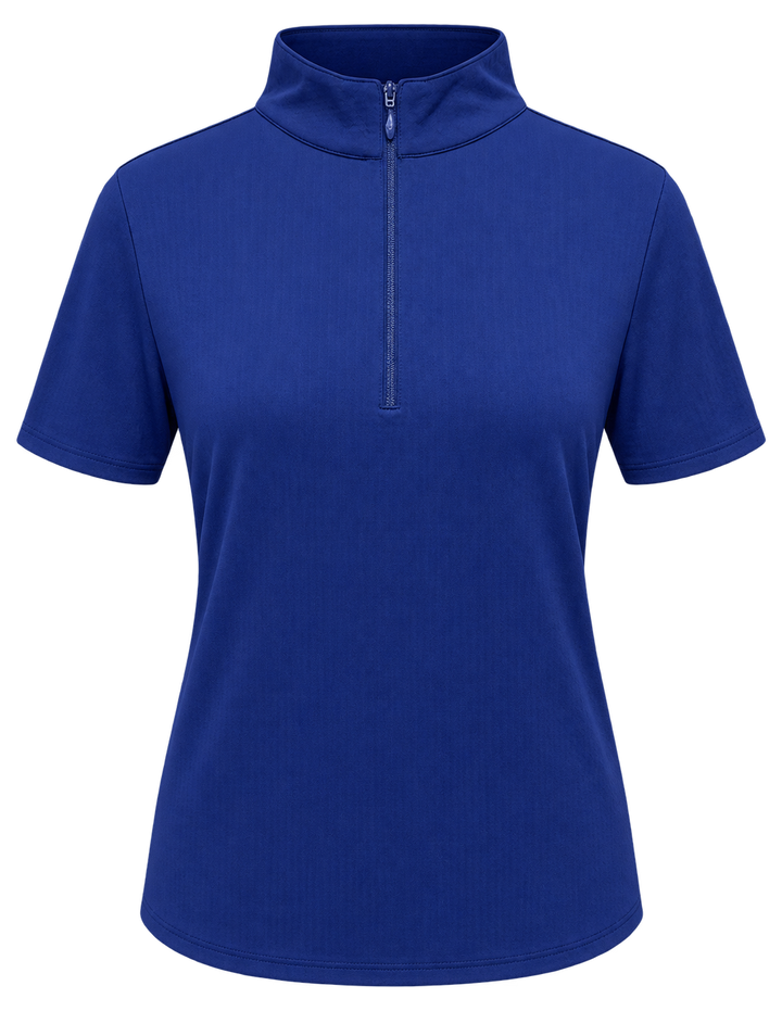 IBKUL Solid Short Sleeve Zip Mock - Navy