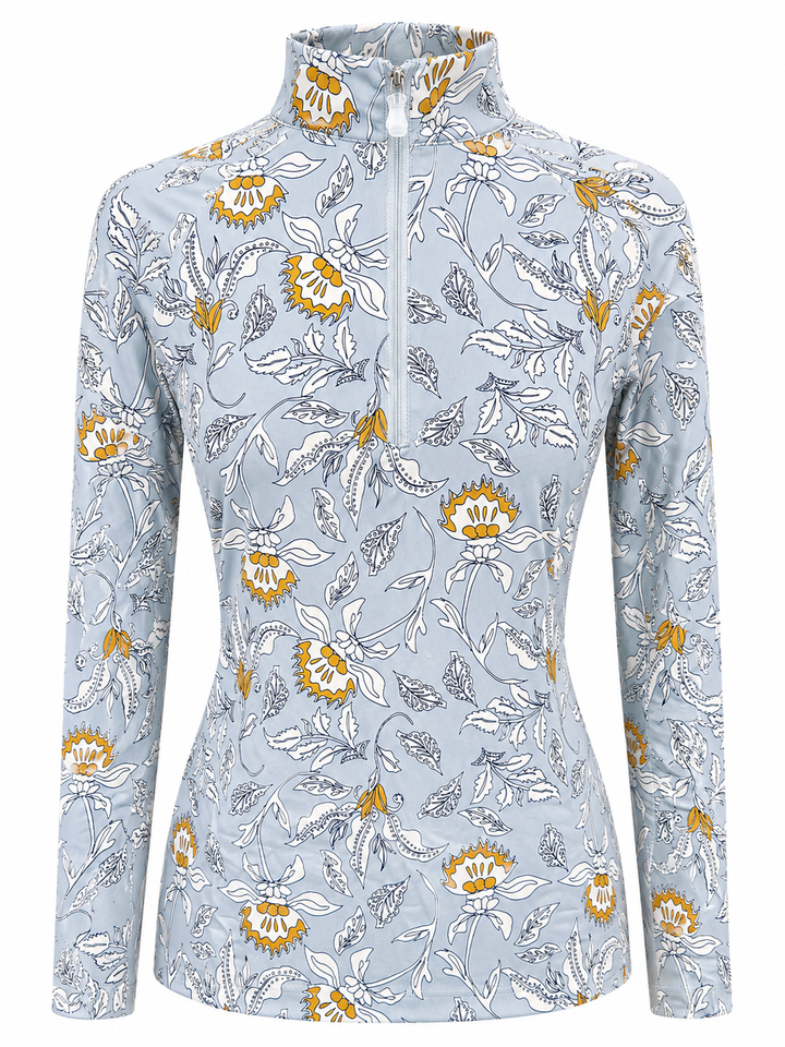 Kastel Denmark Long Sleeve 1/4 Zip Sun Shirt - Dove Vintage Jacobean - Skorzie