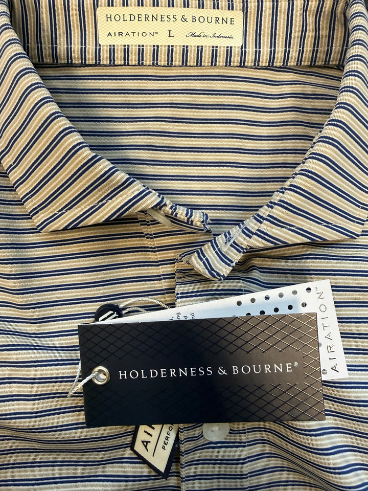 Holderness & Bourne The Russell Polo (w/logo) - Dune/Navy