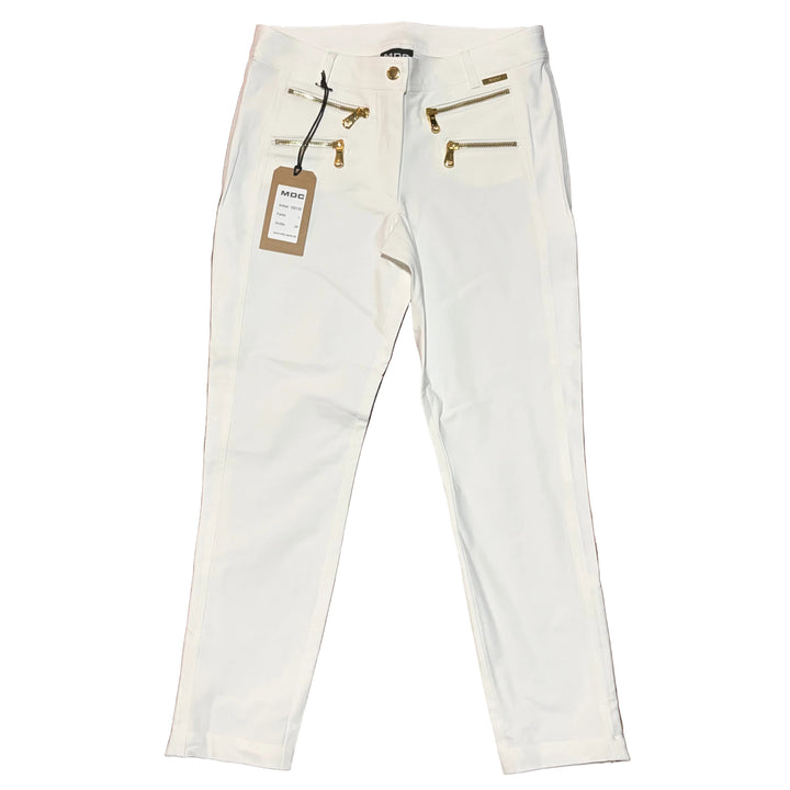 MDC Stretch Gold Double Zip Cropped Pants 25" - White - Skorzie