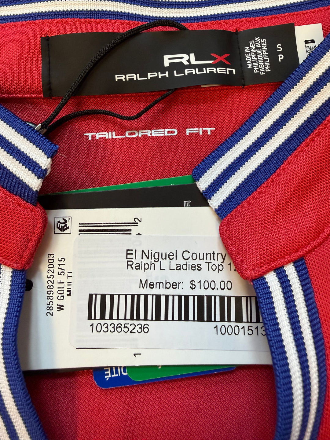RLX Ralph Lauren Sport Stripe Top (w/ logo) - Red