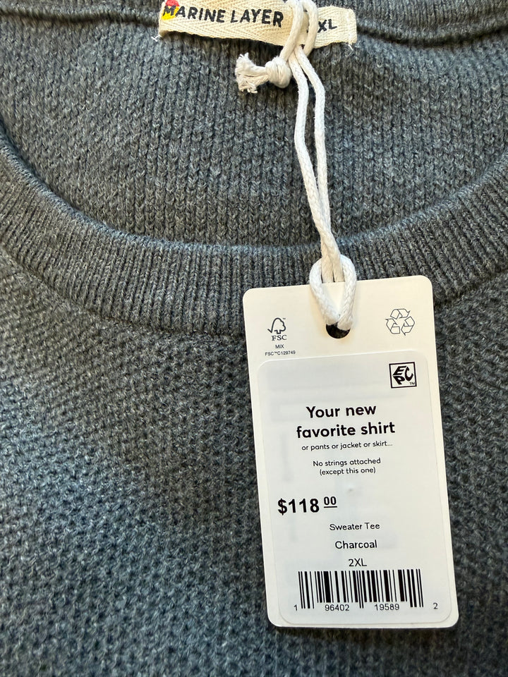 Marine Layer Men's Sweater Tee - Charcoal