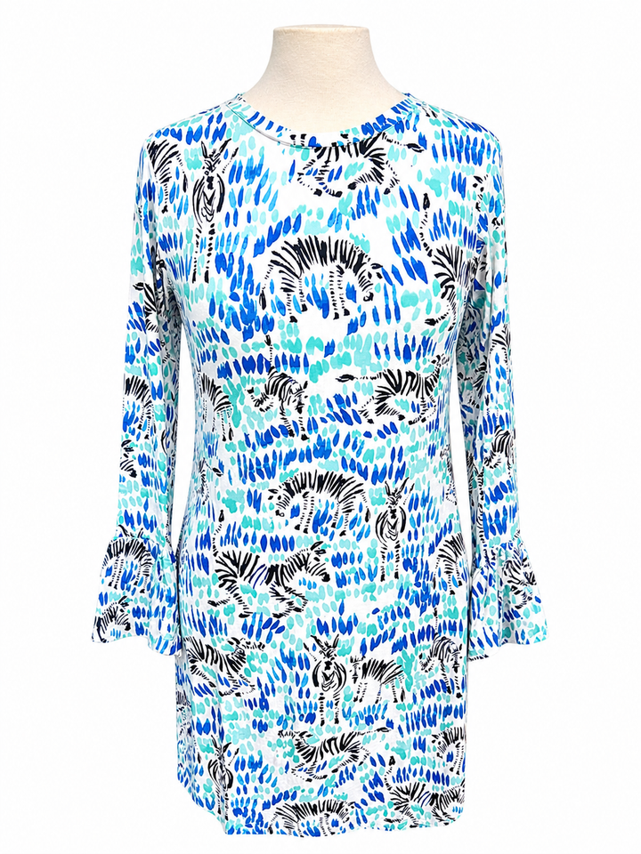 IBKUL Zebra Print Bell Sleeve Dress - Small - Skorzie