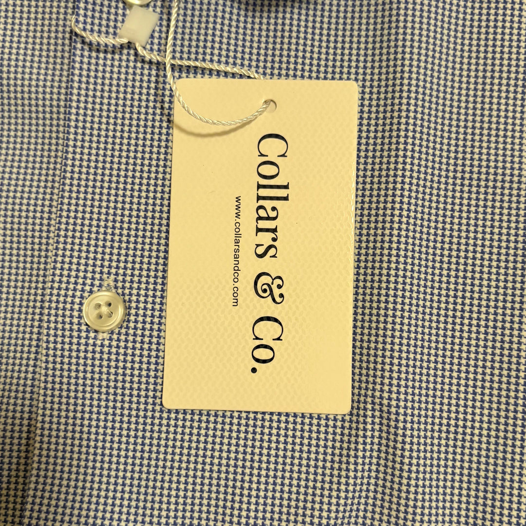 Collars & Co. Men's L/S Polo Apex Performance Fabric Semi-Spread Blue/White Print Size XL