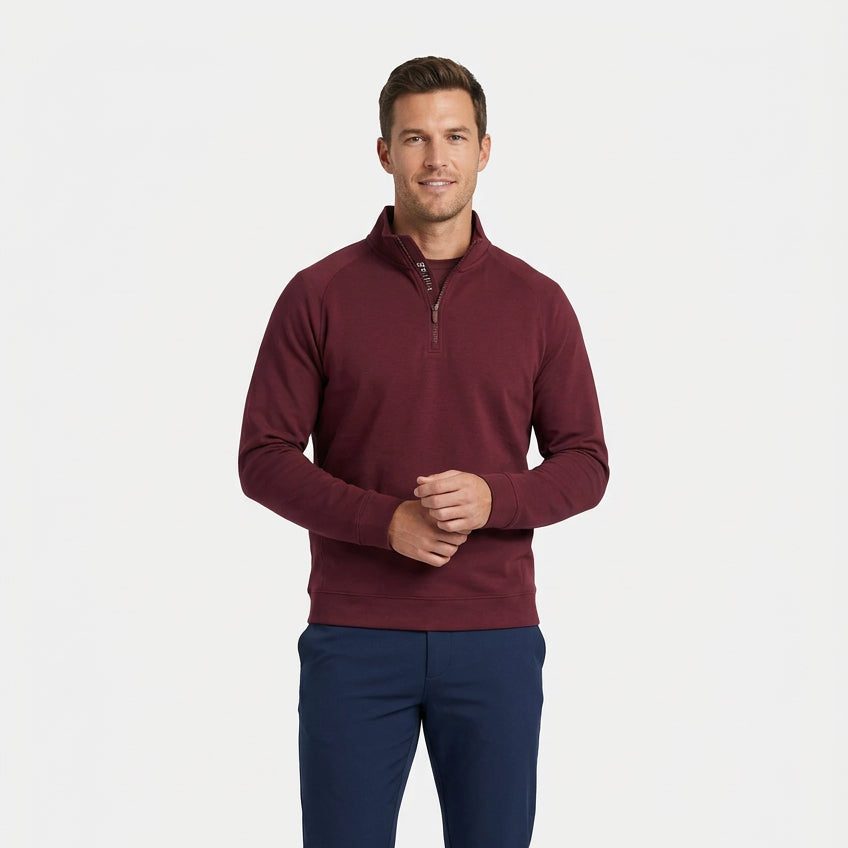 Rhone Men's 1/4 Zip DreamState Bordeaux Red Size XL - Skorzie