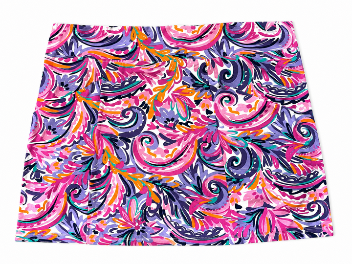 IBKUL Womens Aubrey Print Skort 18" - Plum/Multi - XL
