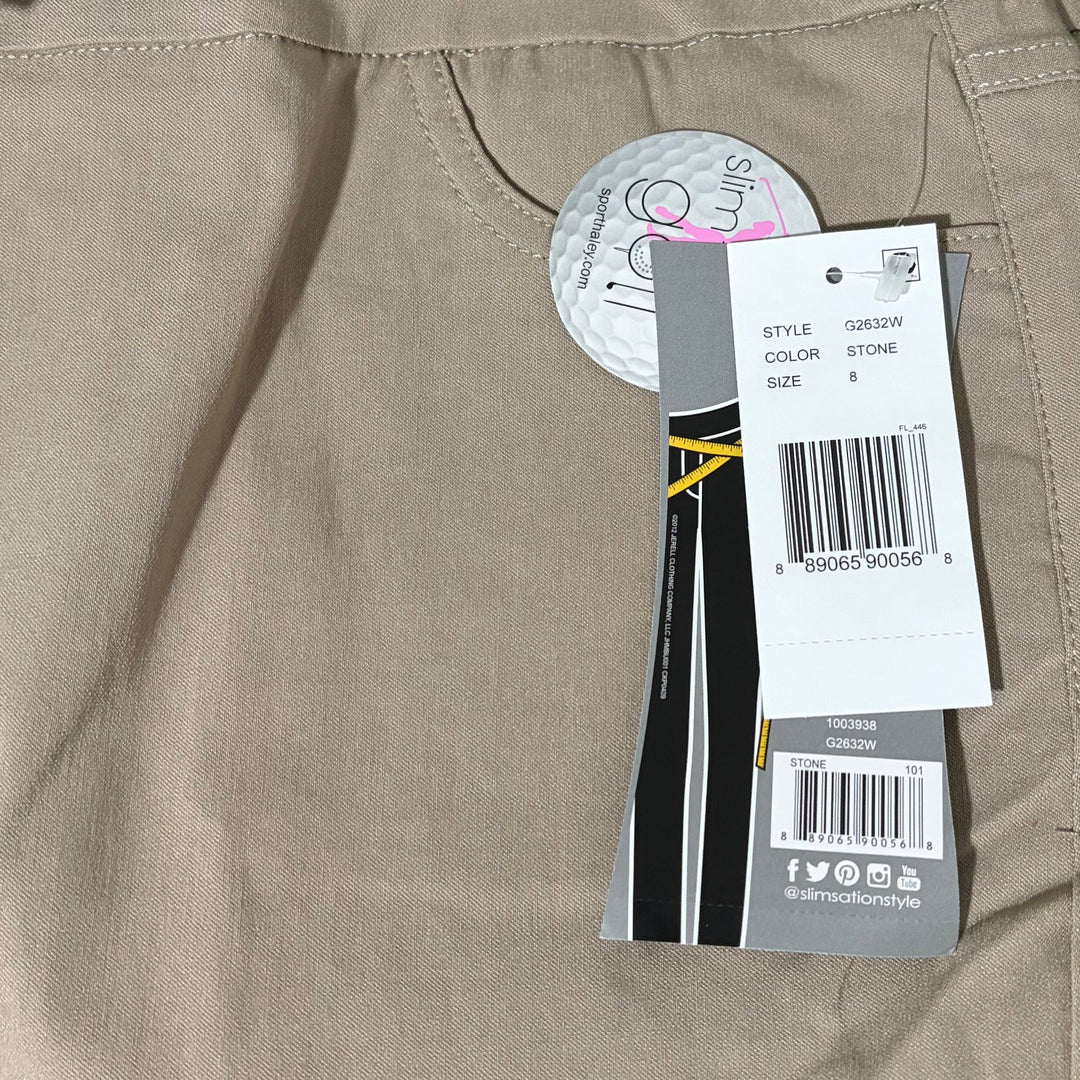 Slimsation Women's Golf Walking Shorts 12" Stone Size 8