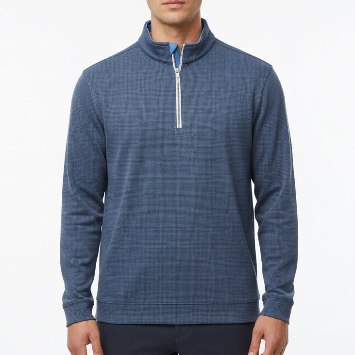 Straight Down Men's Golf Quarter Zip Warren New Indigo/Cobalt Size L